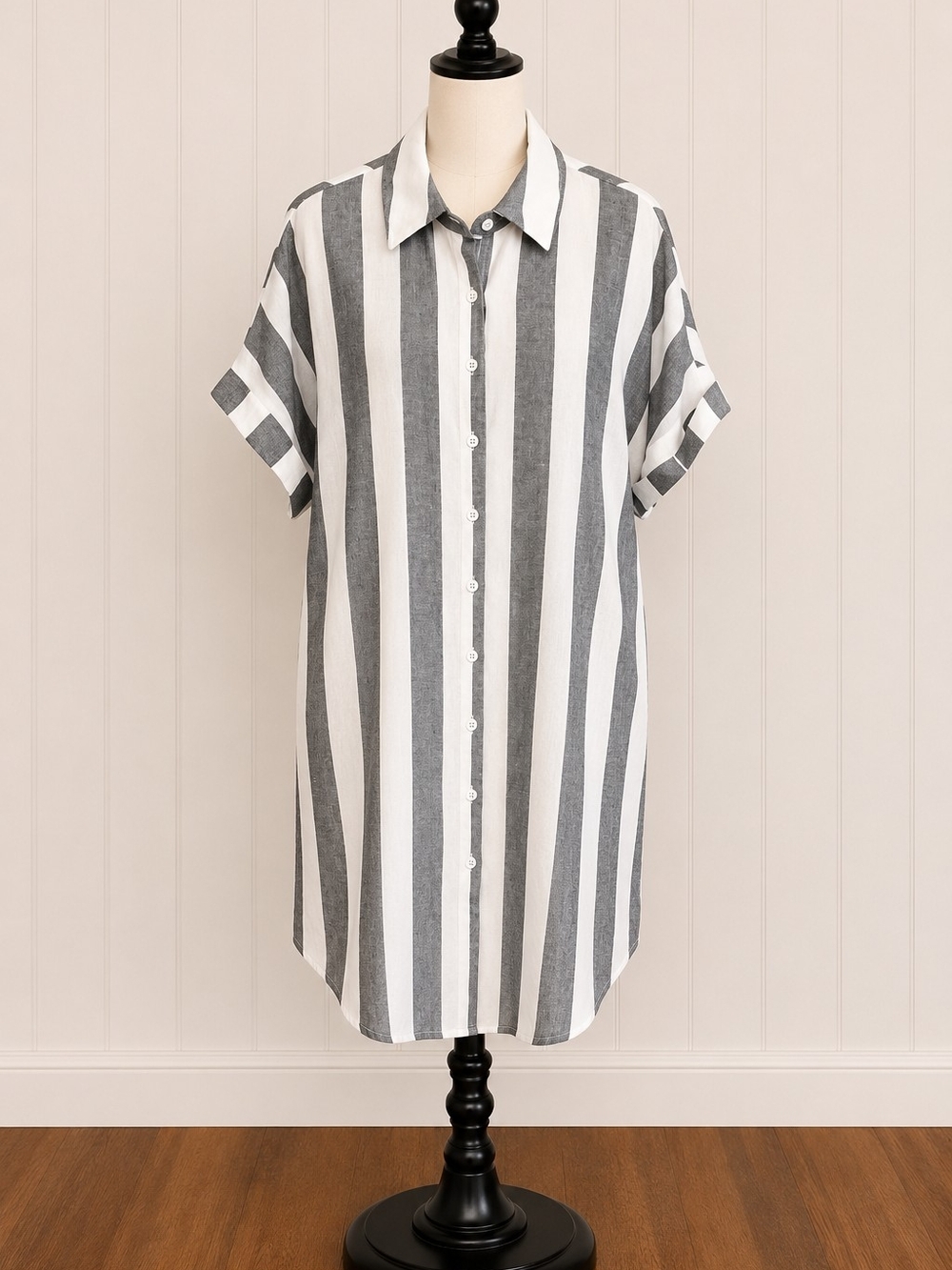 Short-Sleeve Button-Down Shirt Dress